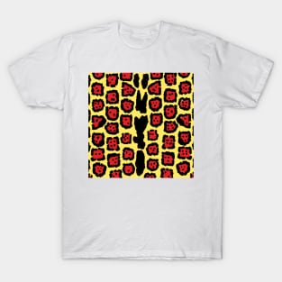 Jaguar Pattern in Blood Orange on Lemon Curd T-Shirt